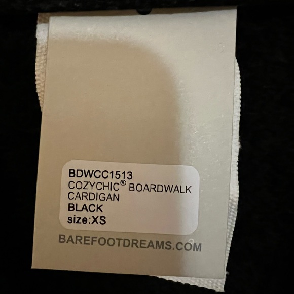 New! Barefoot Dreams Cozychic Boardwalk Black Cardigan XS - Picture 8 of 8